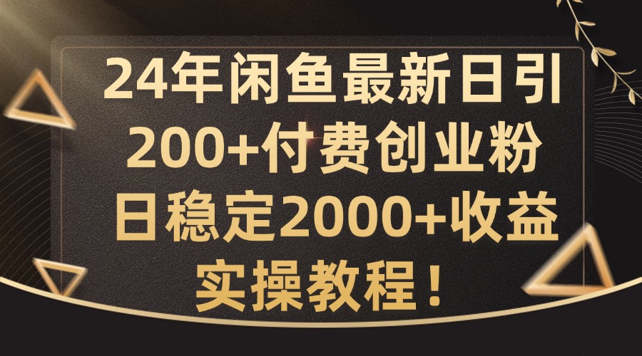 24年闲鱼最新日引200+付费创业粉日稳2000+收益，实操教程【揭秘】-云网创资源站