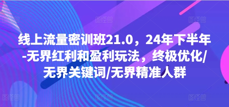 用户流量密训班21.0，24年年底-无边收益和盈利游戏玩法，最终提升/无边关键字/无边精准客户-云网创资源站