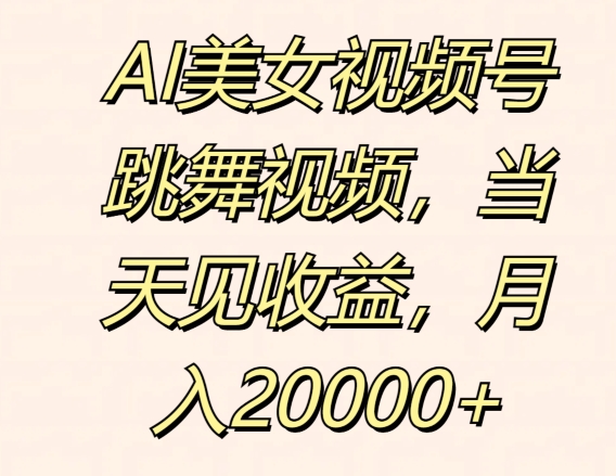 AI美女丝袜号跳舞的视频，当日见盈利，月入2w-云网创资源站