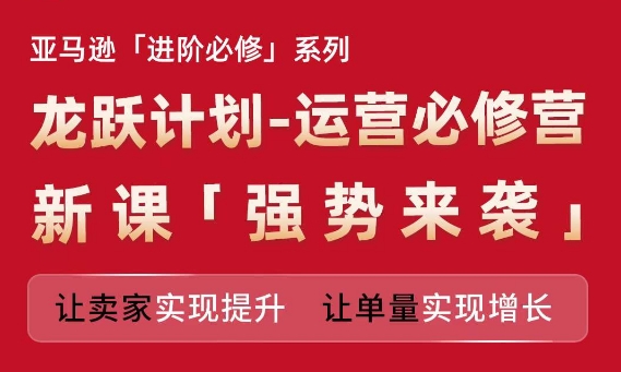 亚马逊平台升阶必需系列产品，龙跃方案-经营必需营新授课，让卖家完成提高 让订单数实现增长-云网创资源站