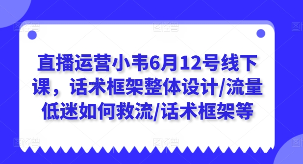 抖音运营小韦6月12号面授课，销售话术架构一体化设计/总流量不景气怎样救流/销售话术架构等-云网创资源站