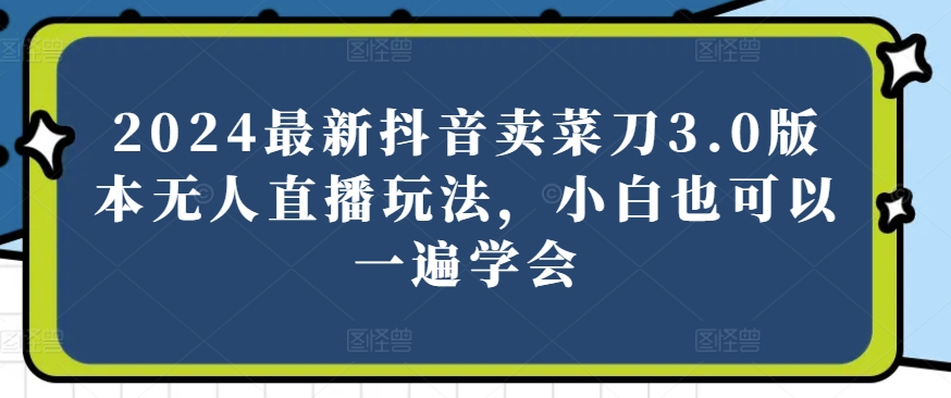 2024全新抖音卖切菜刀3.0版没有人直播玩法，新手还可以一遍懂得【揭密】-云网创资源站