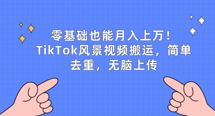 零基础也可以月入上w，TikTok景色视频搬运，简易去重复，没脑子提交【揭密】-云网创资源站