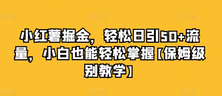 小红书掘金队，轻轻松松日引50 总流量，新手也可以轻松把握【家庭保姆等级课堂教学】-云网创资源站