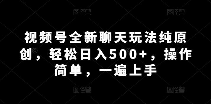 微信视频号全新升级闲聊游戏玩法纯原创设计，轻轻松松日入500 ，使用方便，一遍入门-云网创资源站