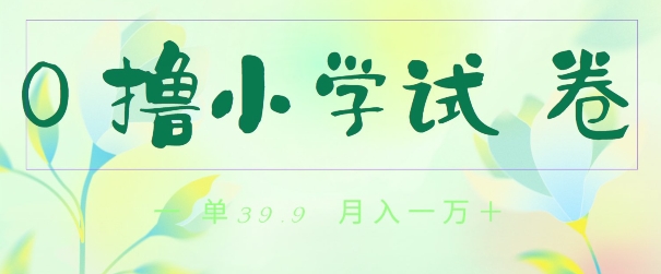 全网独家蓝海冷门项目，0撸小学试卷，一单39.9.小白可做，简单无脑月入一万的好项目-云网创资源站