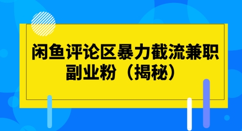 闲鱼评论区暴力截流兼职副业粉(揭秘)-云网创资源站