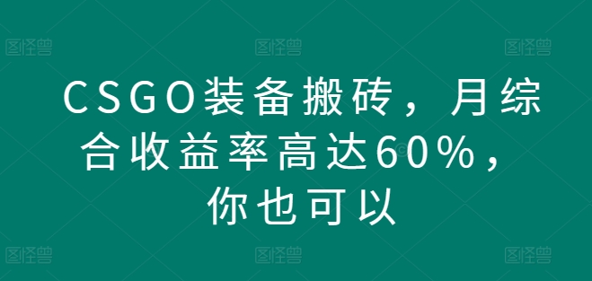 CSGO装备搬砖，月综合收益率高达60%，你也可以-云网创资源站