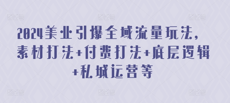 2024美业引爆全域流量玩法，素材打法 付费打法 底层逻辑 私城运营等-云网创资源站