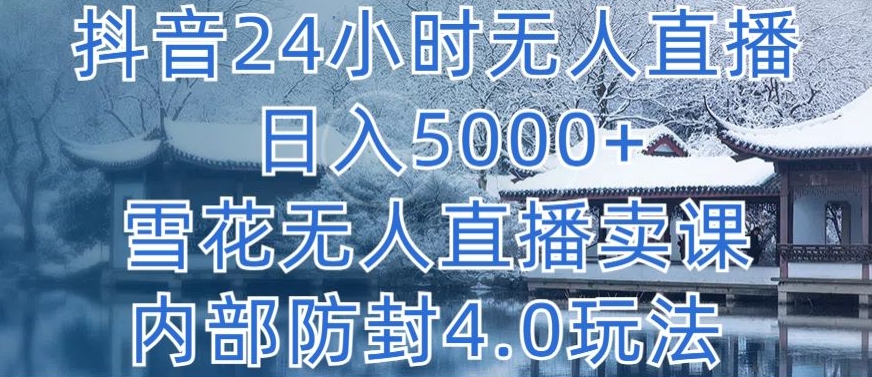 抖音24小时无人直播 日入5000+，雪花无人直播卖课，内部防封4.0玩法【揭秘】-云网创资源站