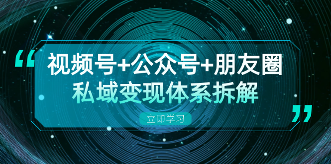 视频号+公众号+朋友圈私域变现体系拆解，全体平台流量枯竭下的应对策略-云网创资源站