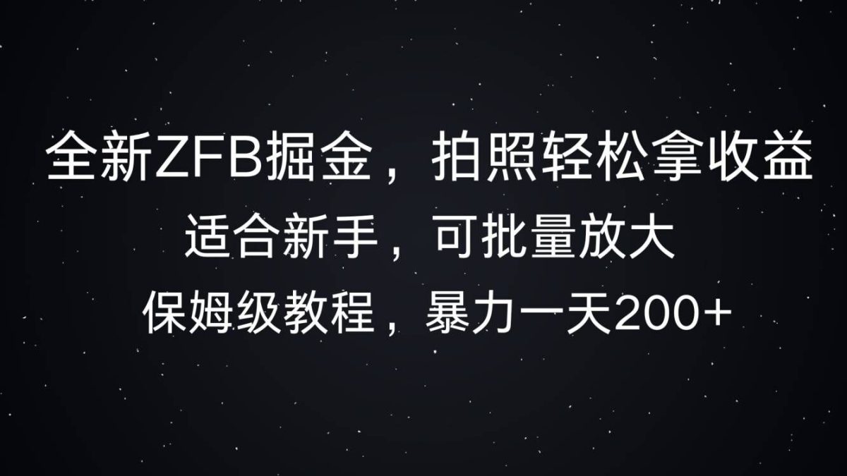 全新升级ZFB掘金队，照相轻轻松松拿盈利，暴力行为一天2张-云网创资源站