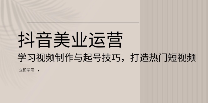 抖音视频美容连锁经营：学习培训视频后期制作与养号方法，打造出热门视频-云网创资源站